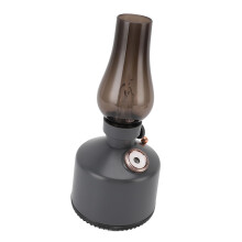Vintage Kerosene Lamp Humidifier 260ml USB Desk Humidifier with Dual Mist Modes and Night Light Grey