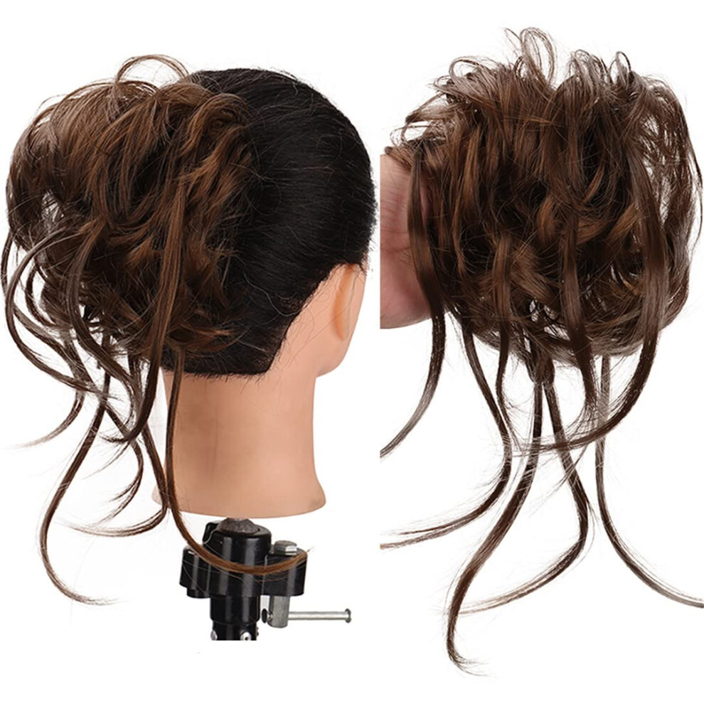 Synthetic Messy Curly Hair Bun Hairpiece with Elastic Band, Realistic Texture, Instant Volume Boost for Women