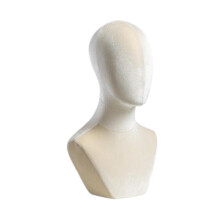 17.7 Inch Velvet Mannequin Head for Wigs Display, Pin‑Friendly Foam Core Bust Stand for Salon and Hats (White)