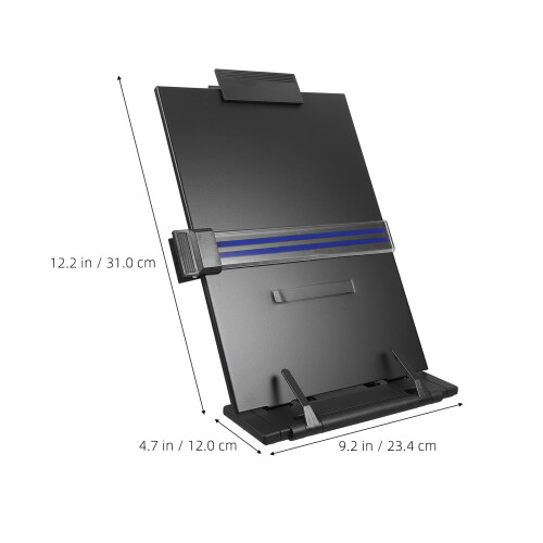 Adjustable Desktop Book Stand and Document Holder with Stable Page Clip, Ergonomic Reading Support, Black 1