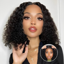 Curly Bob Human Hair Wig 10 Inch Pre Plucked HD Lace Front Glueless Style 200% Density for Black Women