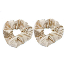Pack of 2 Satin Scrunchies for Women, No Crease Hair Ties with Gentle Satin Grip for All Hair Types (Off White)