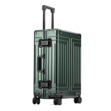 22 Inch Aluminum Suitcase with Silent Spinner Wheels, Secure Lock and Lightweight Magnesium Alloy Frame (Dark Green)