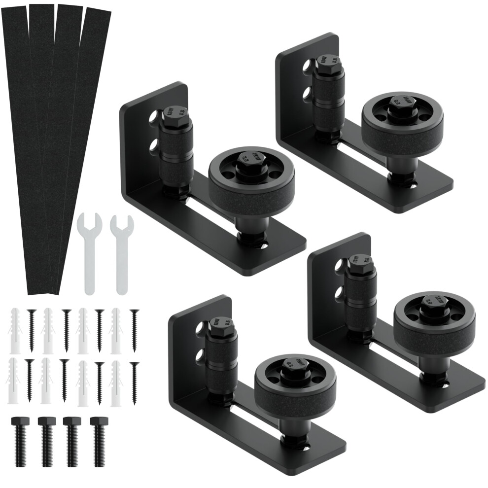 Adjustable Barn Door Floor Guide Kit, Heavy Duty Sliding Hardware With Felt Strips For Smooth Quiet Operation, 4 Pack 9351714561907