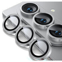 Camera Lens Protector for Samsung Galaxy Z Fold 7, 9H Tempered Glass with Metal Ring, HD Clear Scratch‑Resistant Cover (Silver)