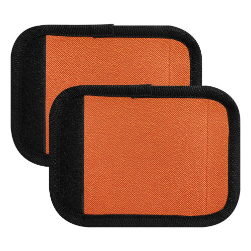 Orange Luggage Handle Wraps 2 Pack, Soft Polyester Comfort Grip Covers with Bright Identifier and Writable Info Card