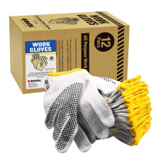 12 Pairs Cotton Polyester Work Gloves Medium NonSlip PVC Dot Coated Safety Gloves Elastic Knit Wrist