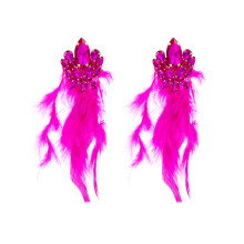 Böhmische Feder-Ohrringe mit Kristallen, Blumen-Designs-Hot Pink