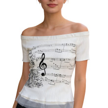 2000s Graphics Short Sleeve Off Shoulder Top Aesthetic Faerie-S