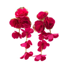 Romance Vacation Styles Layer Floral Earrings-Hot Pink