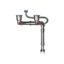 Heavy Duty Steel Double Sink Drainages Pipe Set Kitchen-Elbow