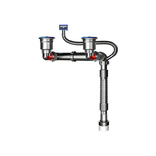 Heavy Duty Steel Double Sink Drainages Pipe Set Kitchen-Elbow