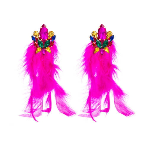Boucles d'oreilles pendantes élégantes en cristaux-Multicolore