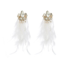 Boucles d'oreilles longues en cristaux floraux, style-Blanc