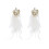 Bohemian Feather Dangle Earrings With Crystals Flower-White 1