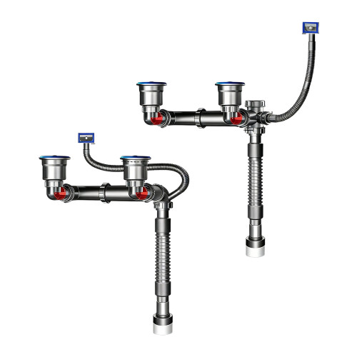Heavy Duty Steel Double Sink Drainages Pipe Set Kitchen-Elbow 1