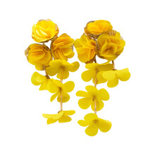 Wunderschöne mehrlagige Blumen-Ohrhänger aus Chiffon, ideal-Gelb