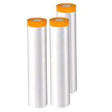 3 Rolls Waterproof Plastic Film with Adhesive Tape for Wall