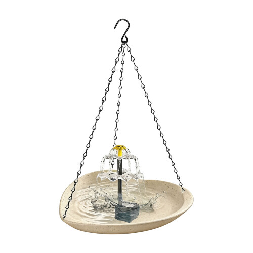 Elegant Heart Shape Solar Bird Bath With Automatic-Beige