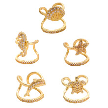 Set of 5 Open Nail Rings Ocean Theme Nail Cap Rings Stainless
