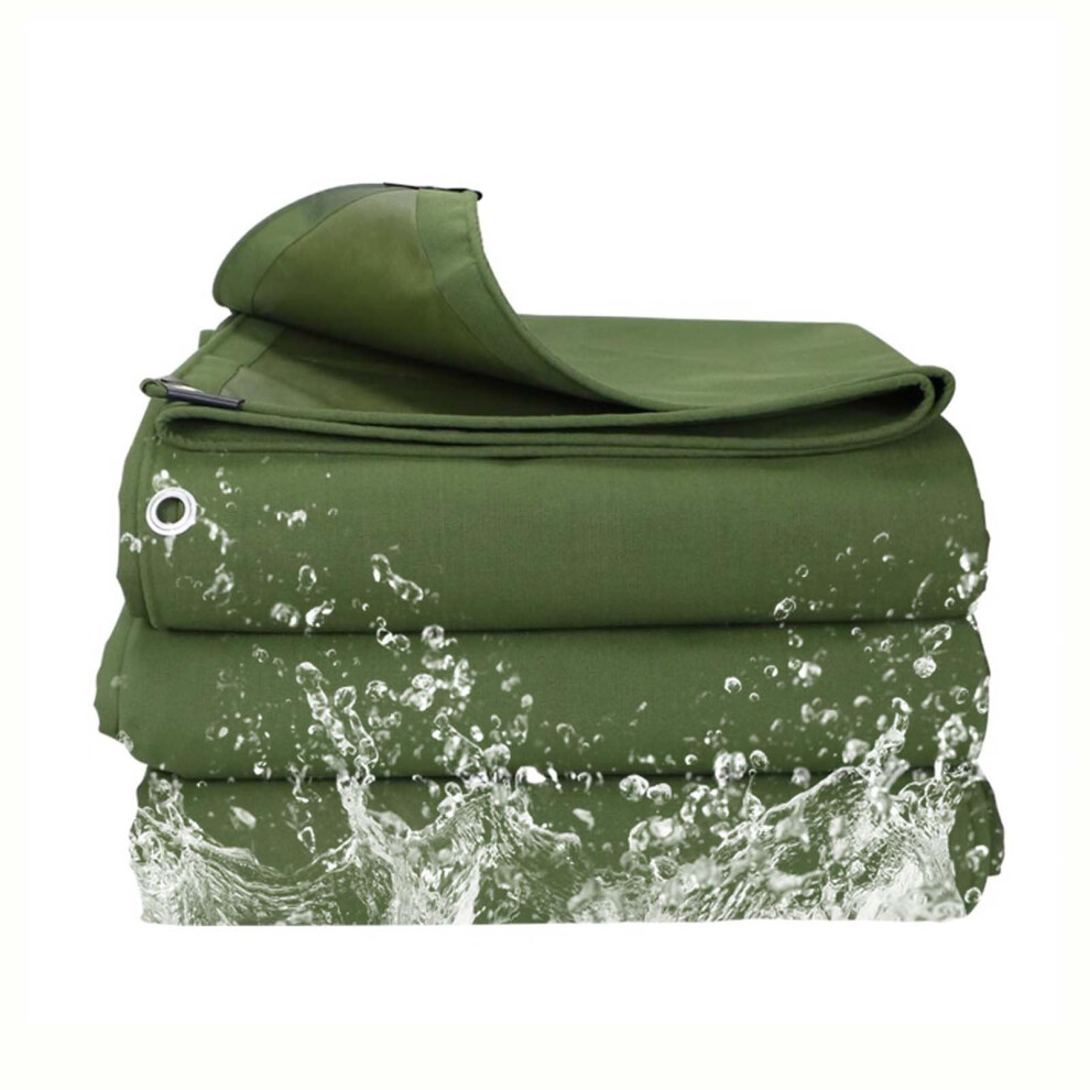 Heavy Duty Waterproof Canvas Tarp 25 Mil, 10X42ft AllâSeason Silicone Coated Tarpaulin Cover With Grommets 9073542084327