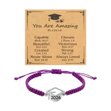 Elegantes schwarz-weißes Abschluss-Armband mit 2026-Charm,-Lila