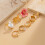 Elegantes Ringset mit rosa Blumendesign, Legierungsmaterial, 6