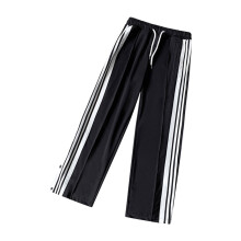 Youth Striped Track Pants Breathable Training Trousers-Black M