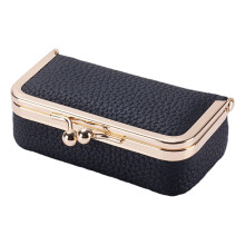 Leather Jewelry Pouch Organiser For Rings Necklaces-Black