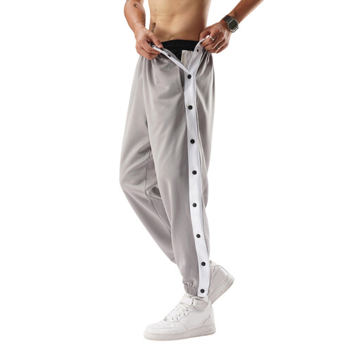 Men Tear Away Pants 2 Side High Split Snap Button-Gray L