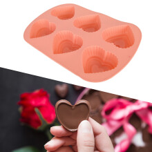 6-Hole Heart Silicone Mold 25.7x16.8cm 10.1x6.6in