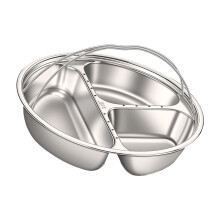 Stainless Steel Compartmentalized Steamer Tray Round Food-3