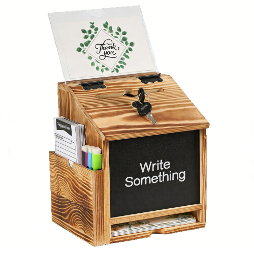 Wall Mounted Ballot Box Suggestion Box With Solid Wood 1
