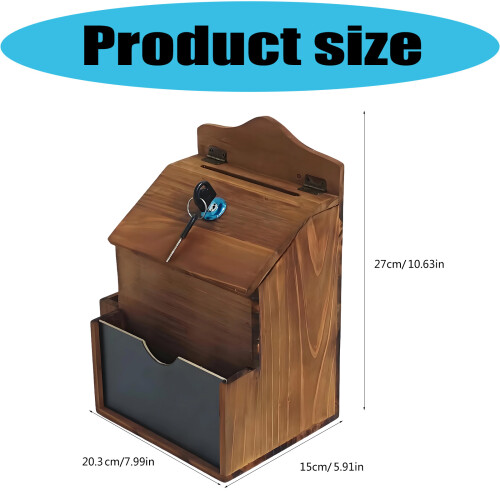 Wall Mounted Suggestion Box Wooden Construction 4.4 Inch Entry 2