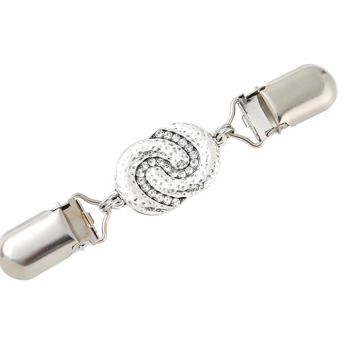 Creative Rhinestones Sweater Holder Clip Elegant-Silver