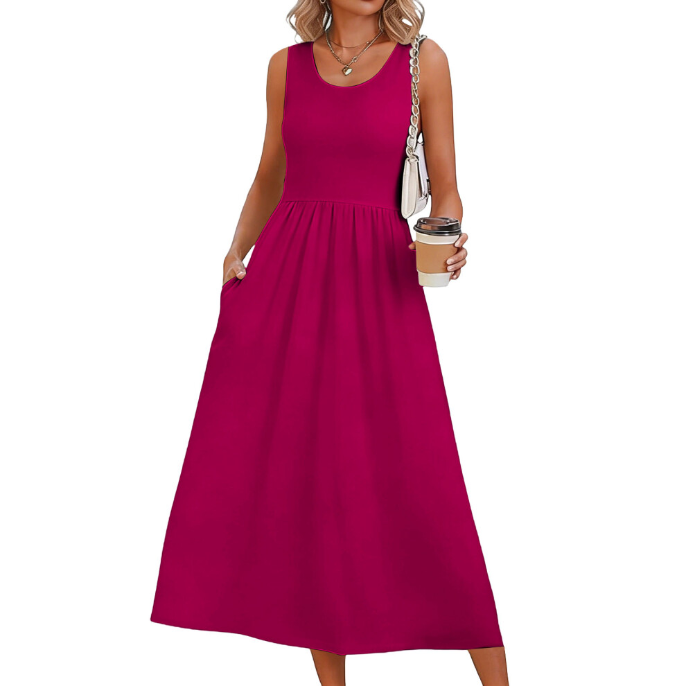 Dresses for Women Flowy Casual Dress Beach-Coral Red XL