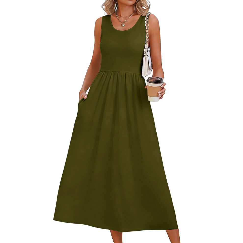 Dresses for Women Flowy Casual Dress Beach-Army Green XXL