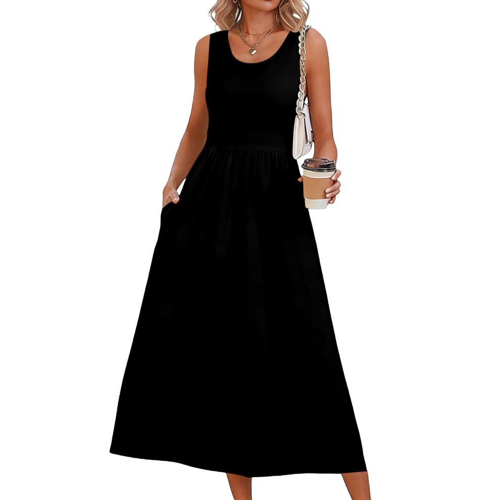 Black Dresses For Women Flowy Casual Dress Beach Vacation- S