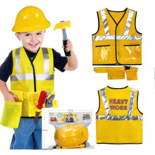 (3PCS) Construction Worker Costume Kit For Kids Role Play Toy Set Career Costumes Heavy Worker Cosplay