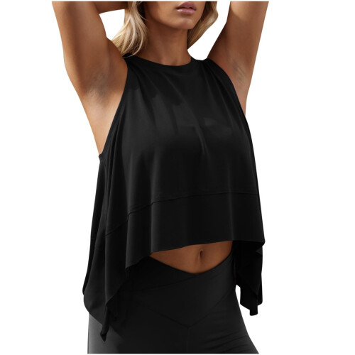 People Inspired Clothes Women's Workout Back Open Top-Black S