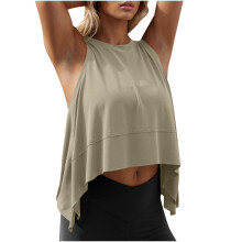 People Inspired Clothes Women's Workout Back Open-Dark khaki XL