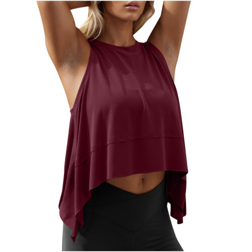 People Inspired Clothes Women's Workout Back Open Top-deepred M