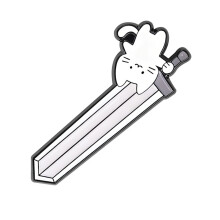 Playful Kitten Carrying Huge Blade Statement Pin Alternative
