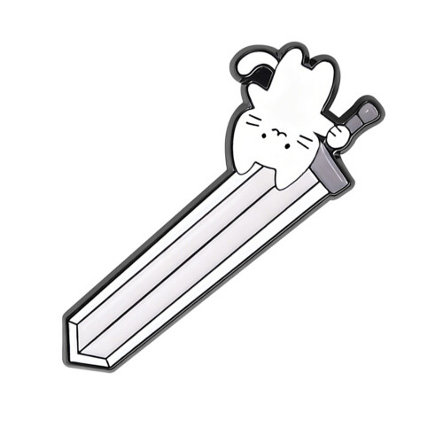 Playful Kitten Carrying Huge Blade Statement Pin Alternative