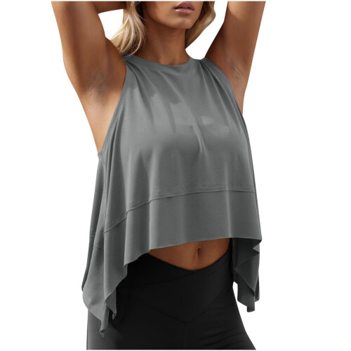 People Inspired Clothes Women's Workout Back Open Top-Gray M