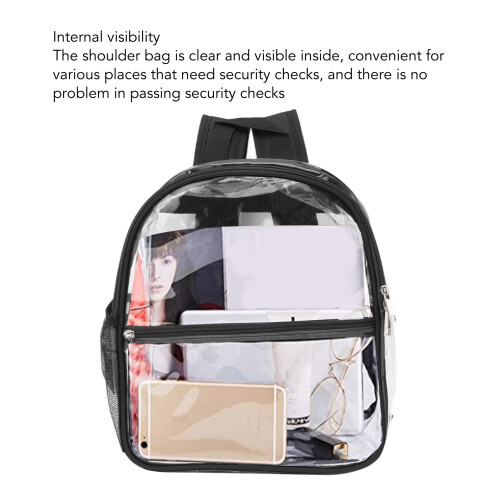 PVC Transparent Backpack Black Cap 11.5x6x12in 1