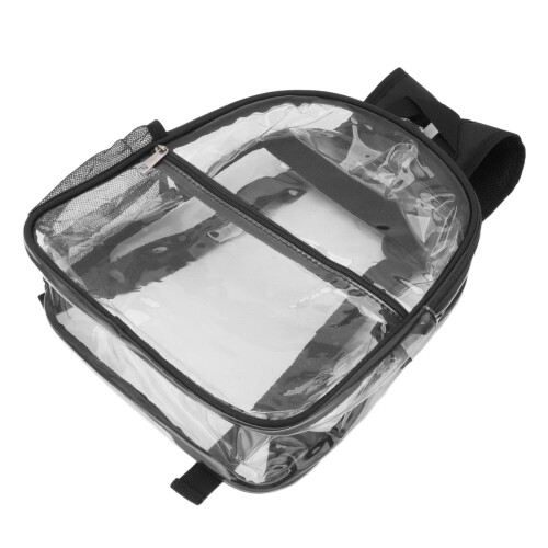 PVC Transparent Backpack Black Cap 11.5x6x12in 2