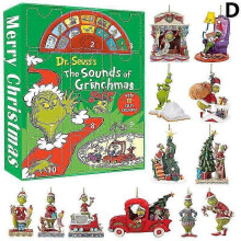 (4) 2025 Creative Christmas Advent Calendar 12 Hours Grinch Blind Box Green Hairy Monster Christmas Tree Pendant Ornament