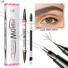 (02#Brown) 2-In-1 Microblading Tattoo Eyebrow Eyeliner Pen Pencil Long Last 3D Fork Makeup