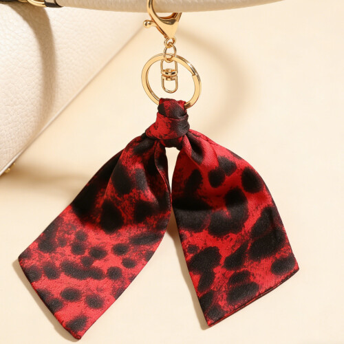 Leopard Print Bag Charm for Women Polyester Fabric-Green 2